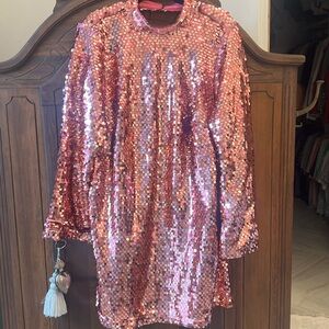 Anthropologie Pink Sequin Dress